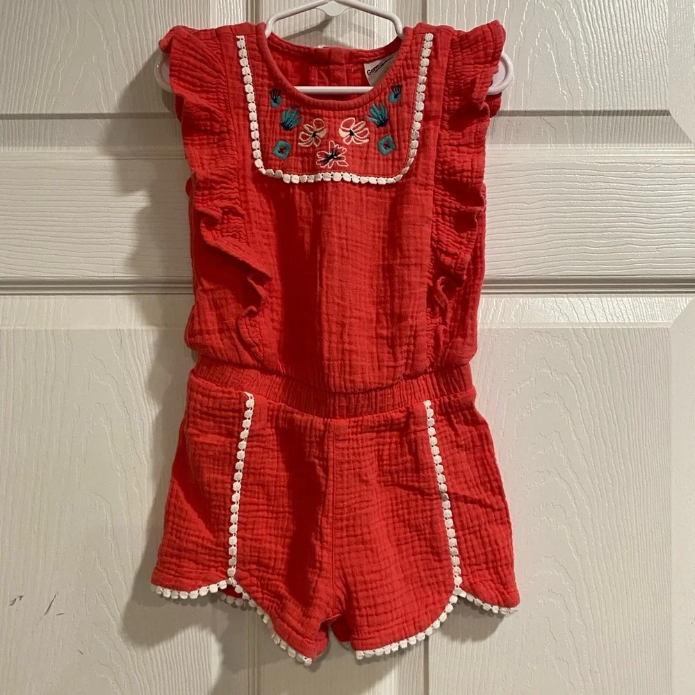 OshKosh B'gosh Red Ruffled Romper Jumpsuit